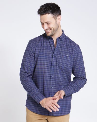 Paul Costelloe Living Regular Fit Navy Mustard Mini Check Shirt